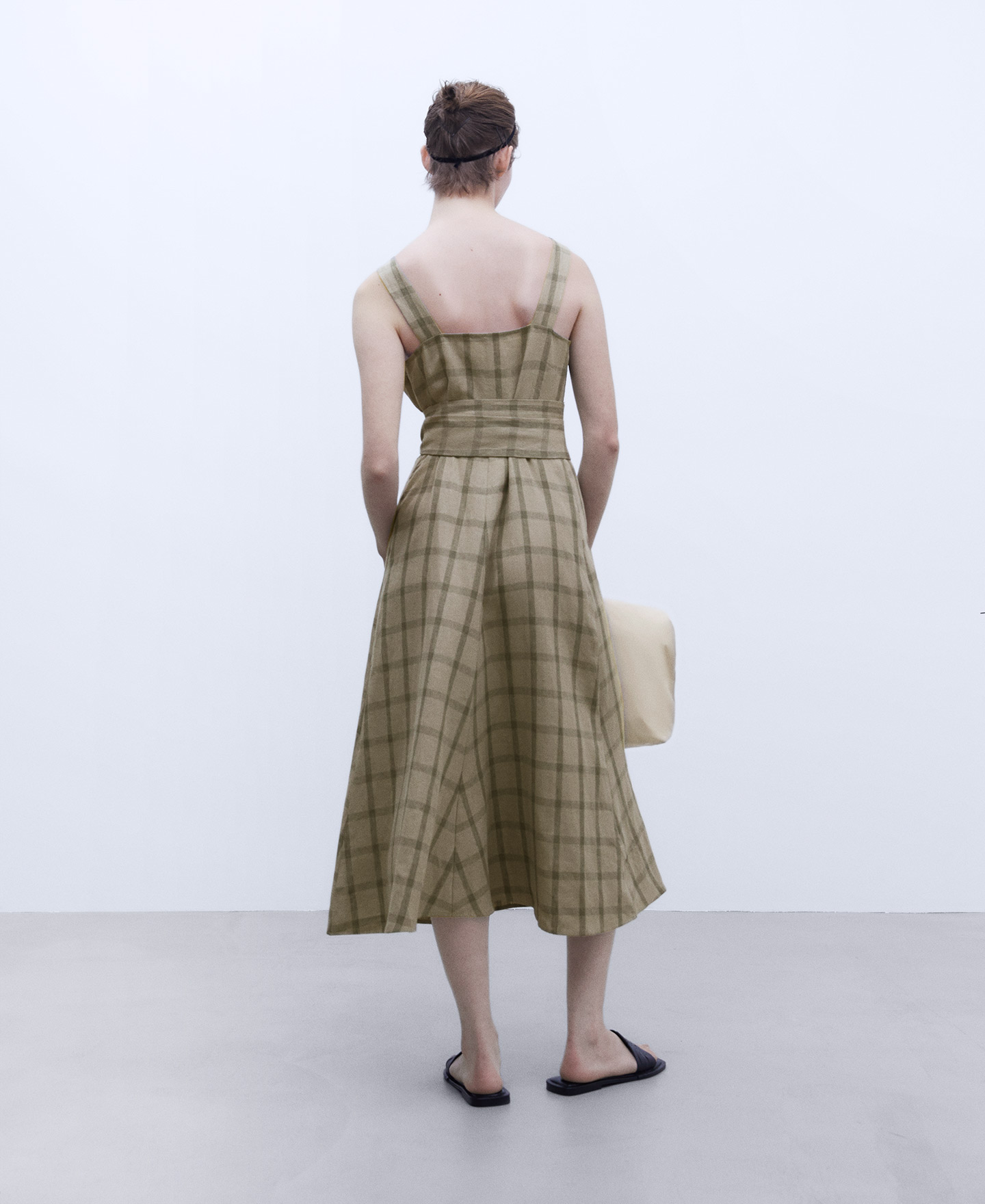 Straps dress check print image number 1