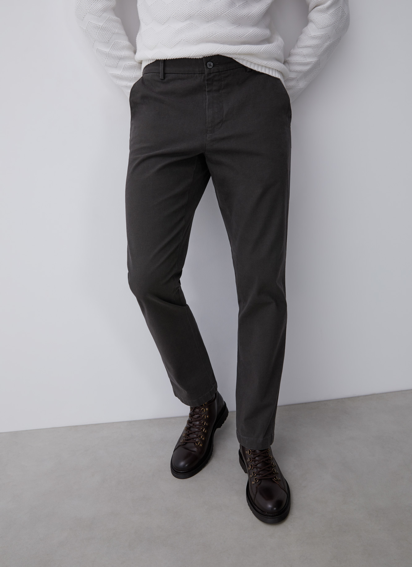 Elastic cotton chino style trousers image number 0