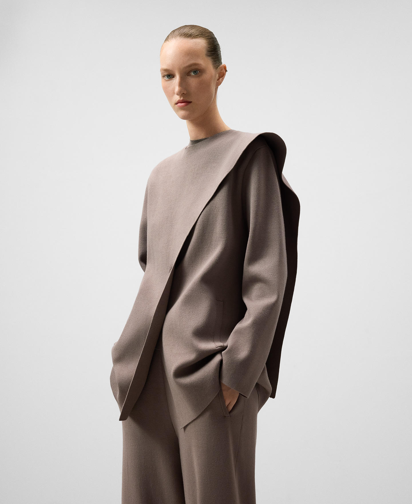 Chaqueta punto cuello bufanda mujer image number 0