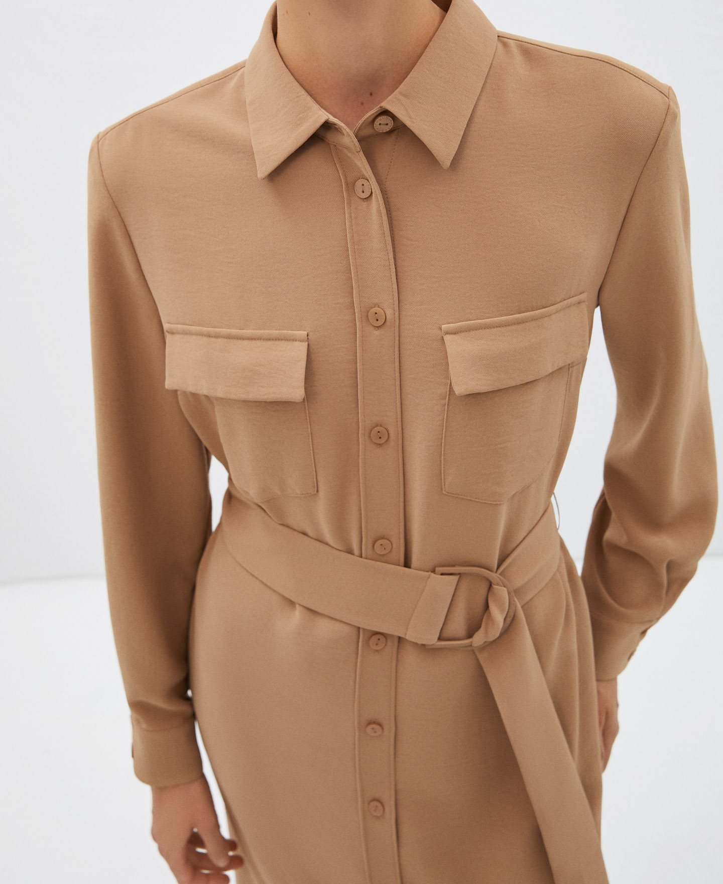 Shirt dress with belt image number 3