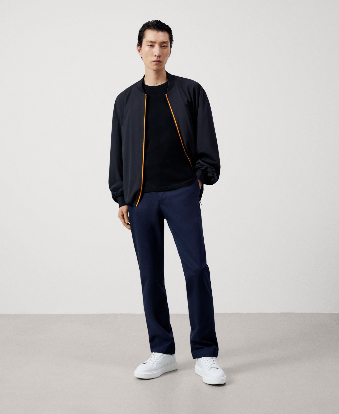 Stretch cotton chino trousers image number 1