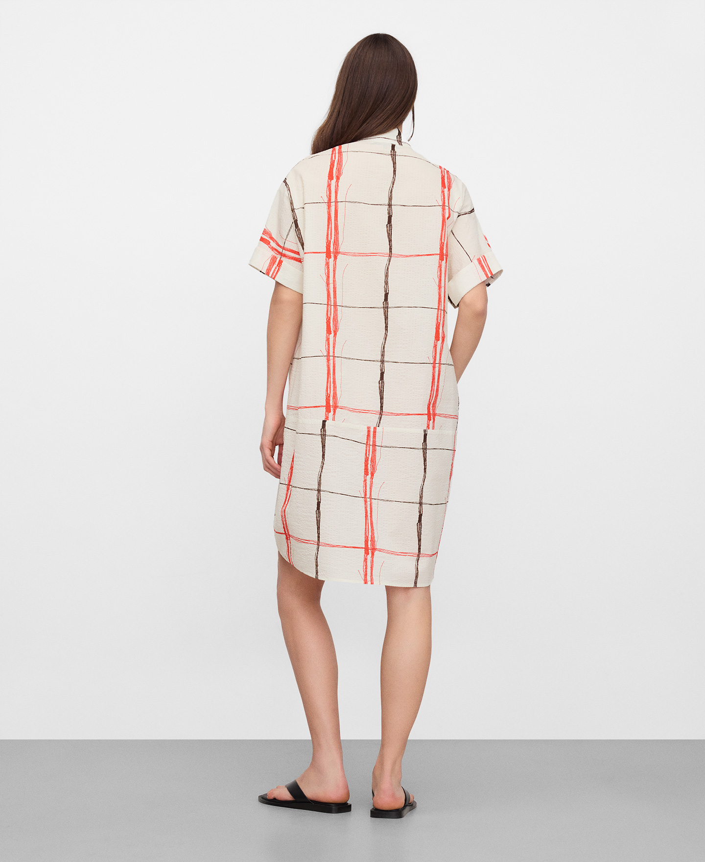 Vestido cuadros irregulares seersucker image number 2