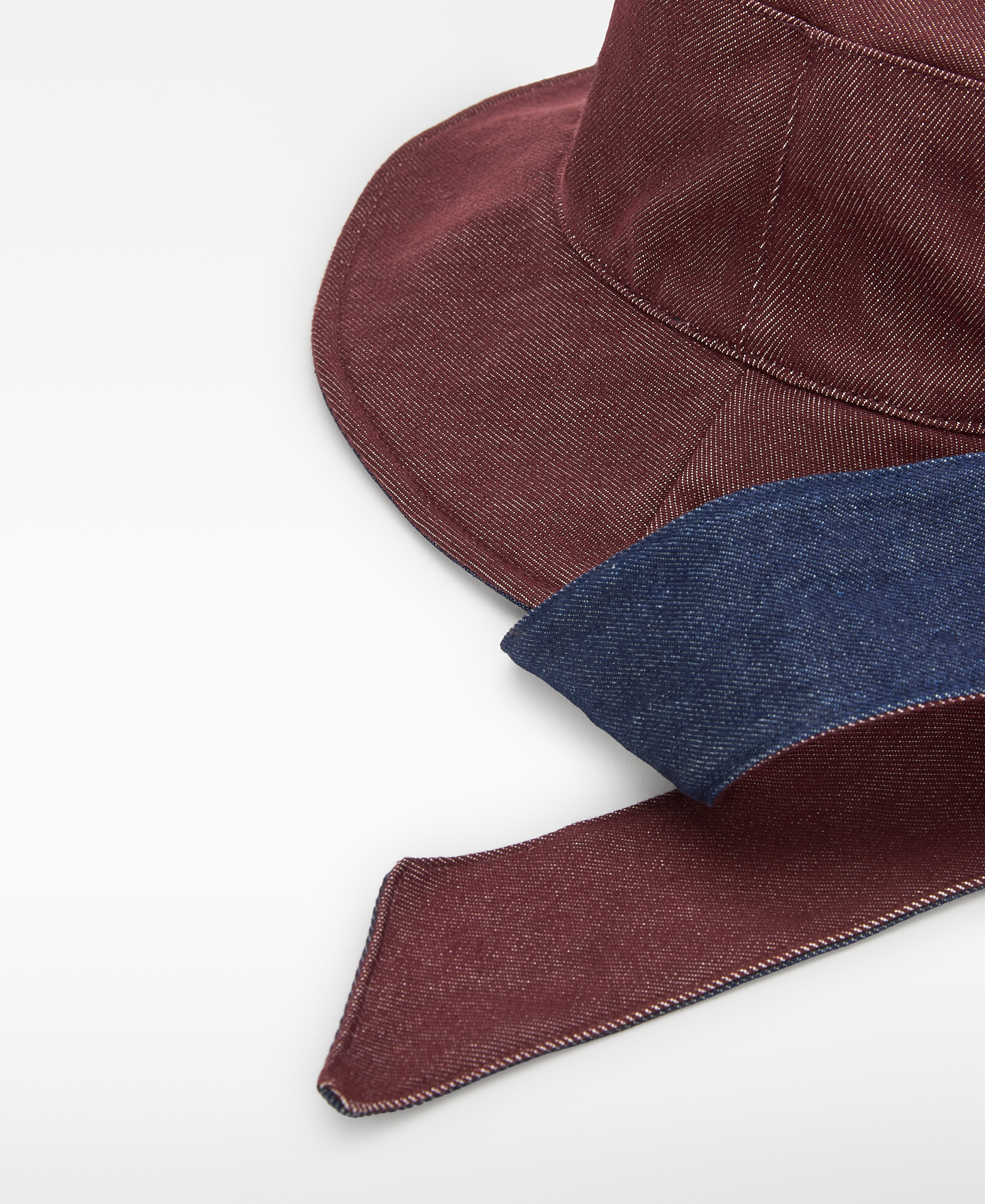 Denim bucket hat with straps image number 2