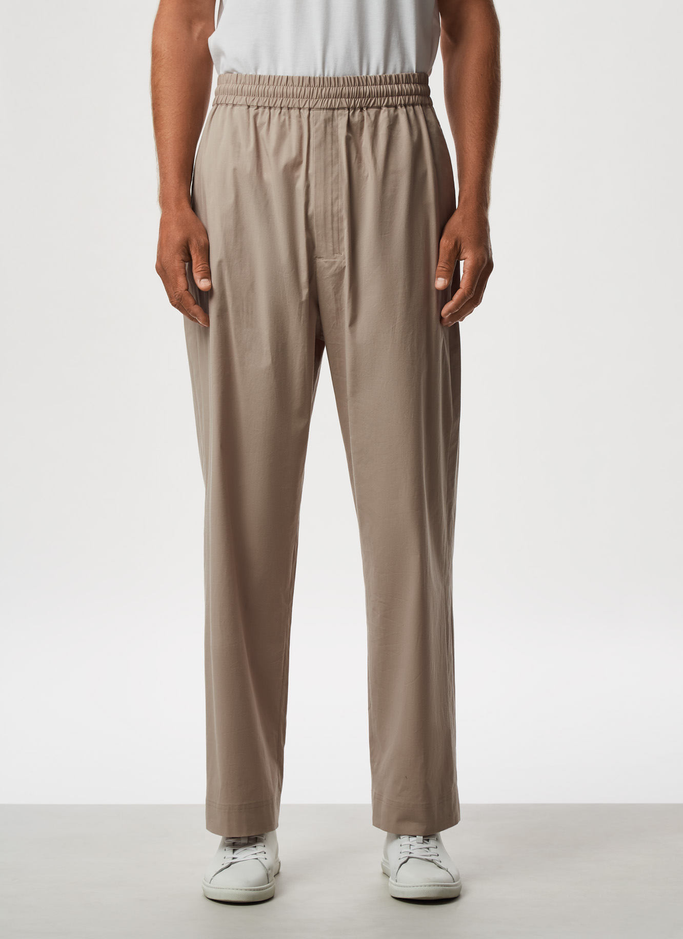 Elastic cotton jogger trousers image number 0