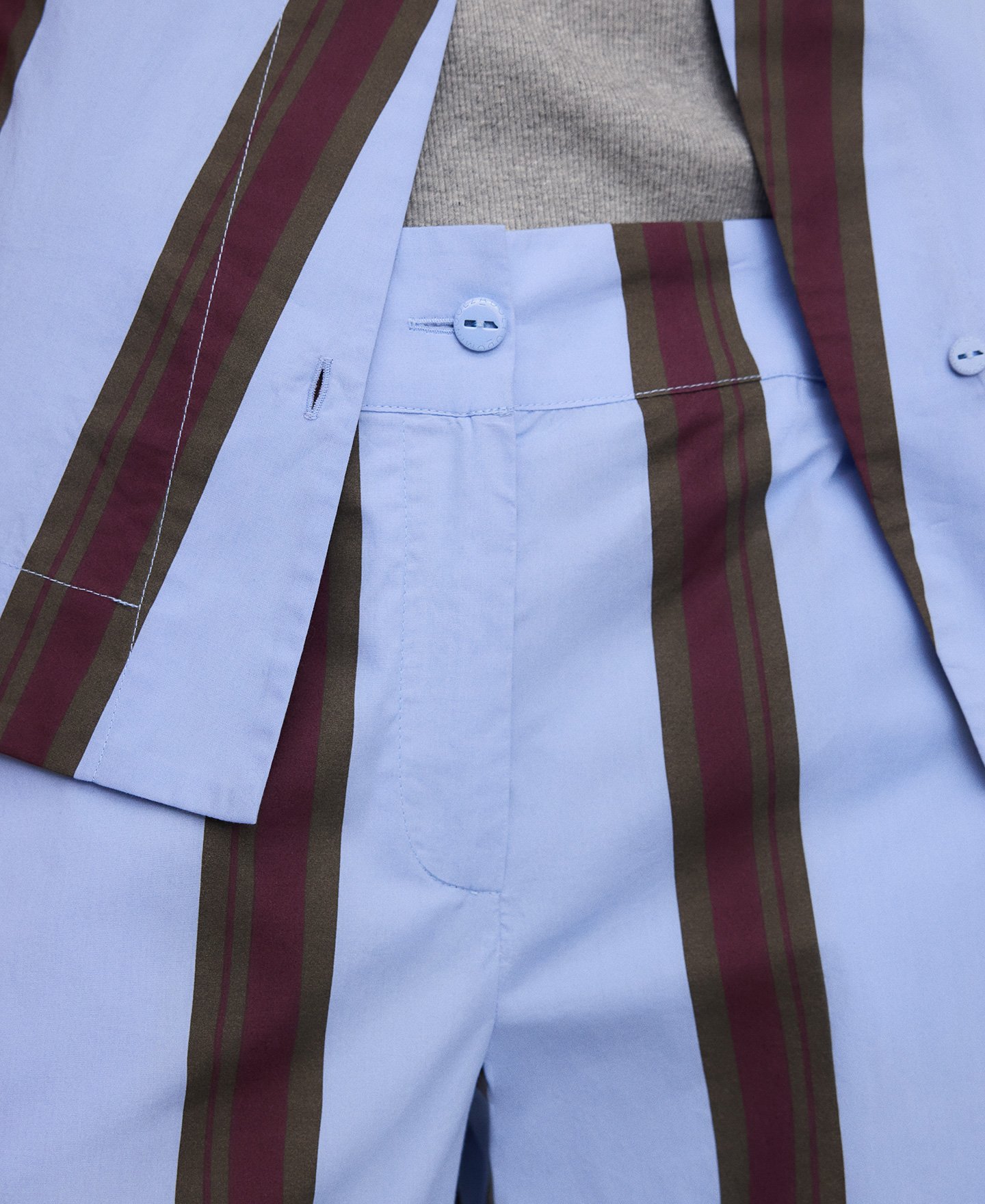 Cotton striped culotte trousers image number 3