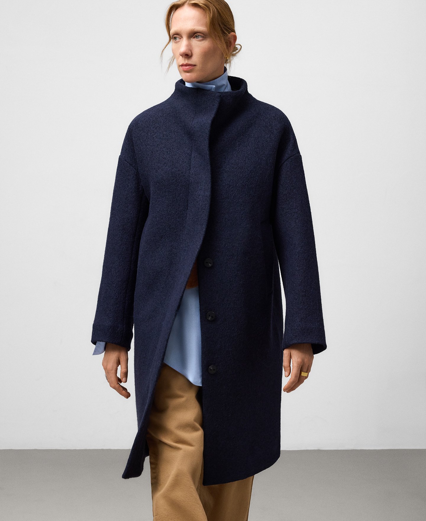 Funnel neck long coat woman image number 5