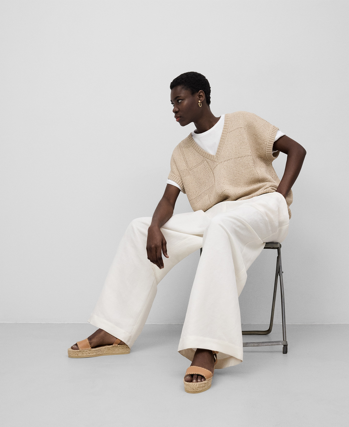 Platform leather sandal woman image number 3