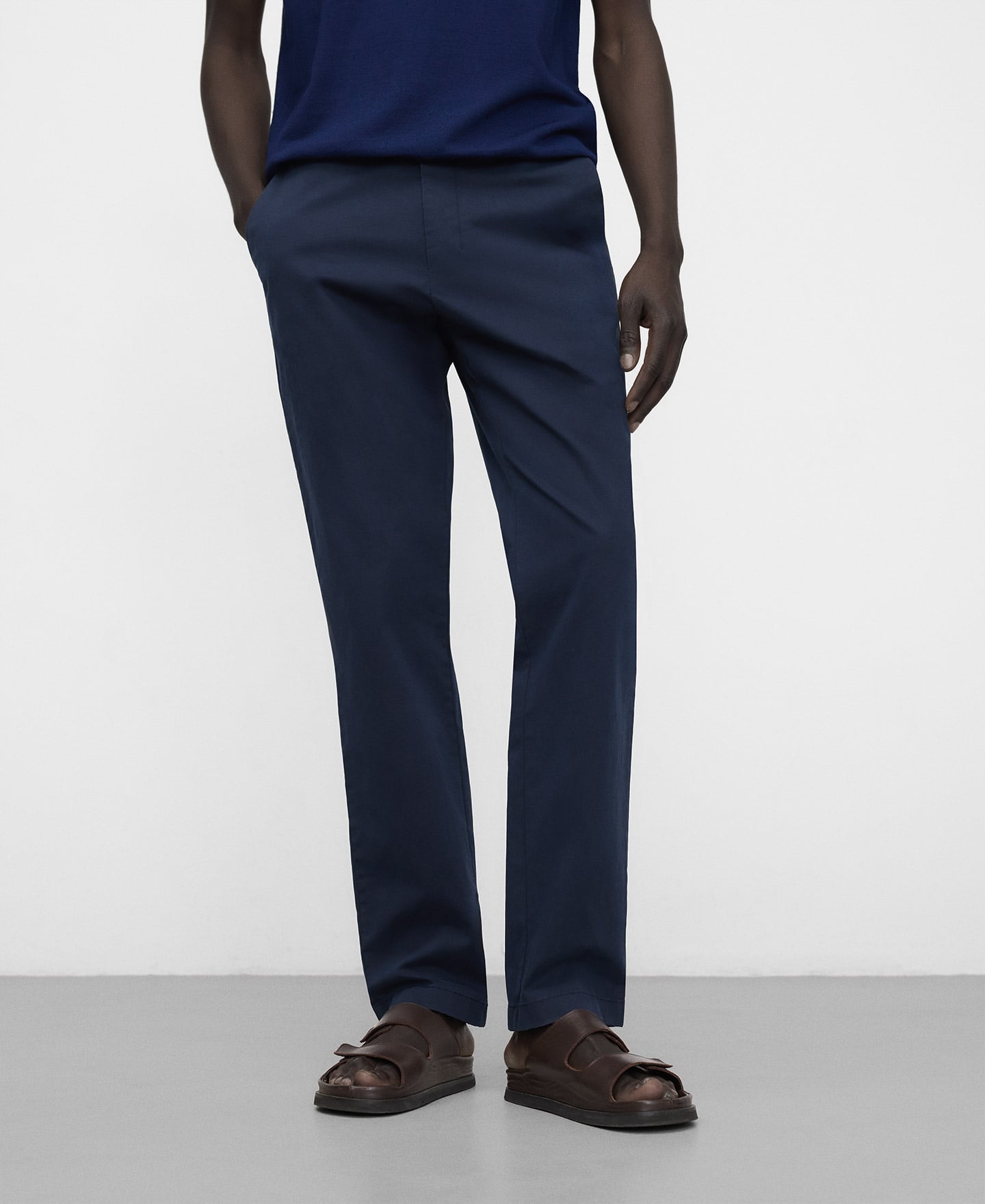 Cotton poplin straight trousers image number 0