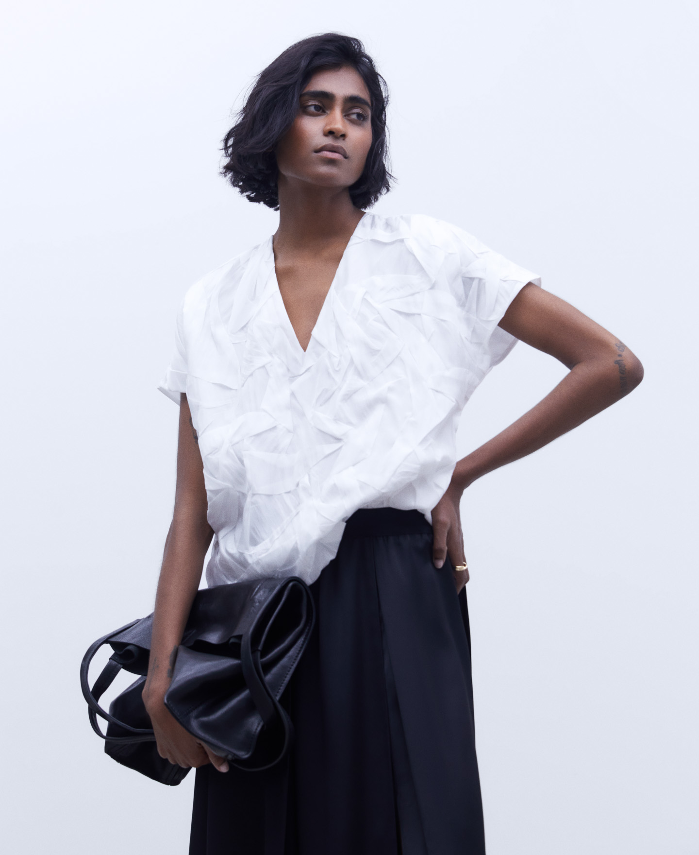 V-neck transparent blouse image number 0