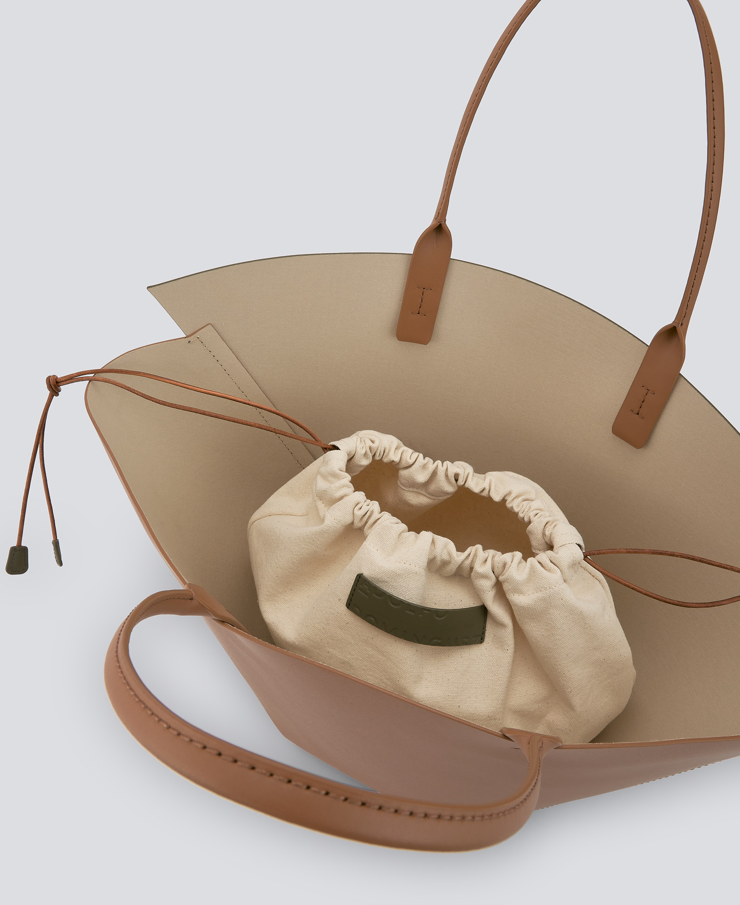 Asymmetric leather shopper bag woman image number 3