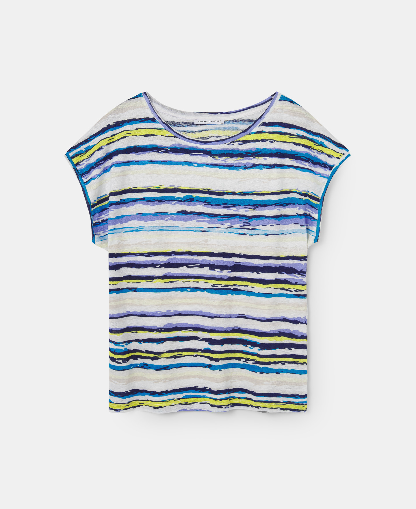 Multicolored striped linen t-shirt image number 4