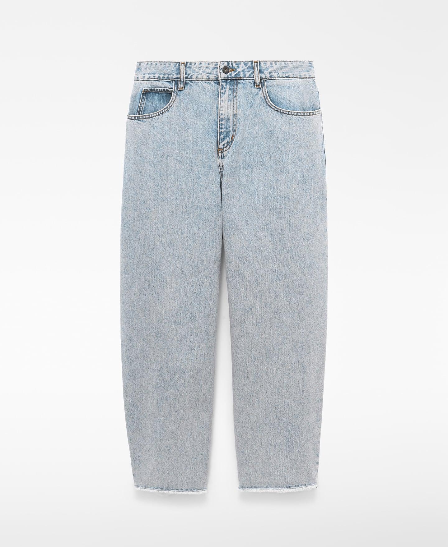 Frayed hem barrel fit denim trousers image number 4
