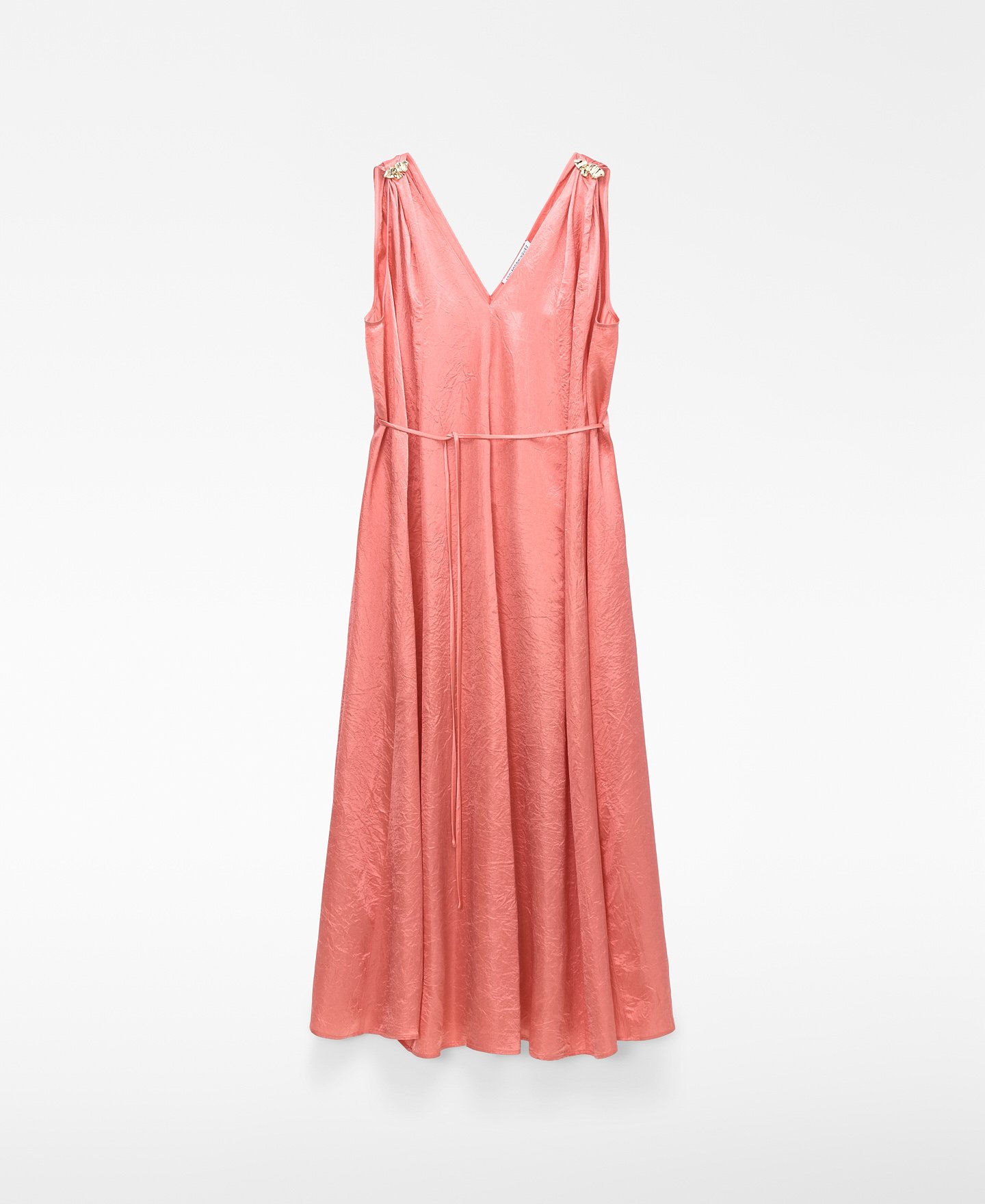 Vestido de cetim com tecido enrugado image number 4