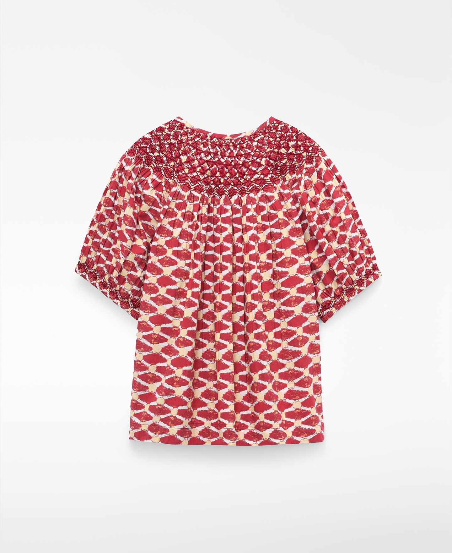 Blusa estampada nido de abeja borlas image number 5
