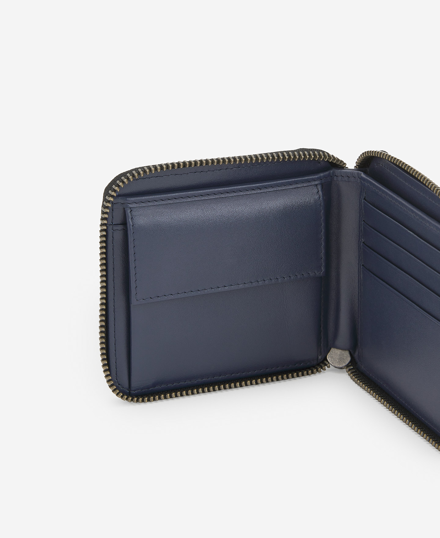 Navy leather square wallet image number 1