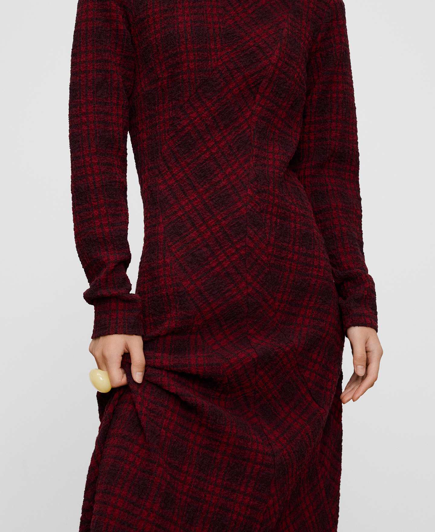 Vestido cuadros boucl&eacute; image number 3