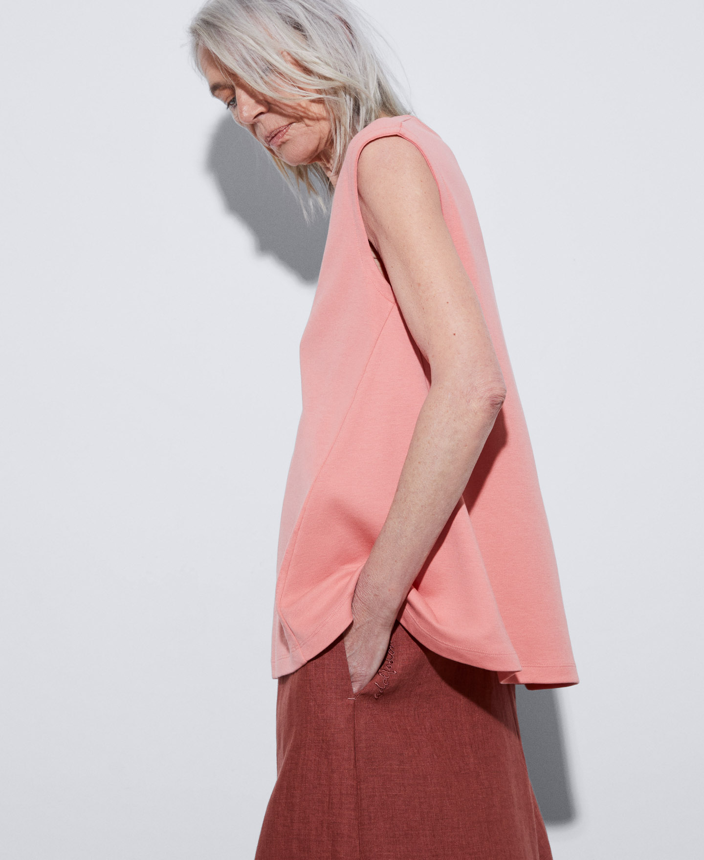 Armhole sleeve mercerised cotton T-shirt image number 3
