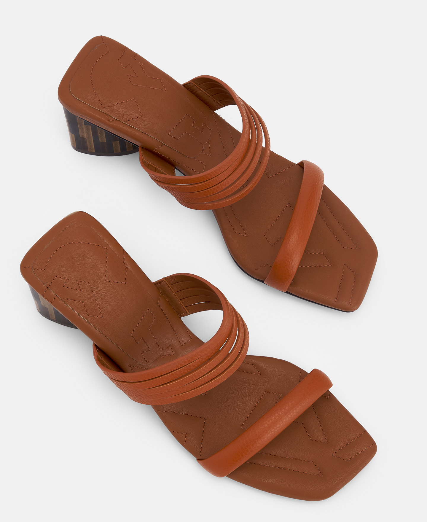 Square leather sandal with wooden heel image number 1