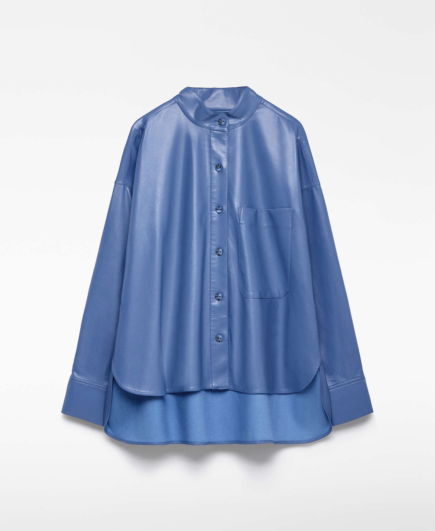Leather-Non-Leather blue overshirt woman image number 4
