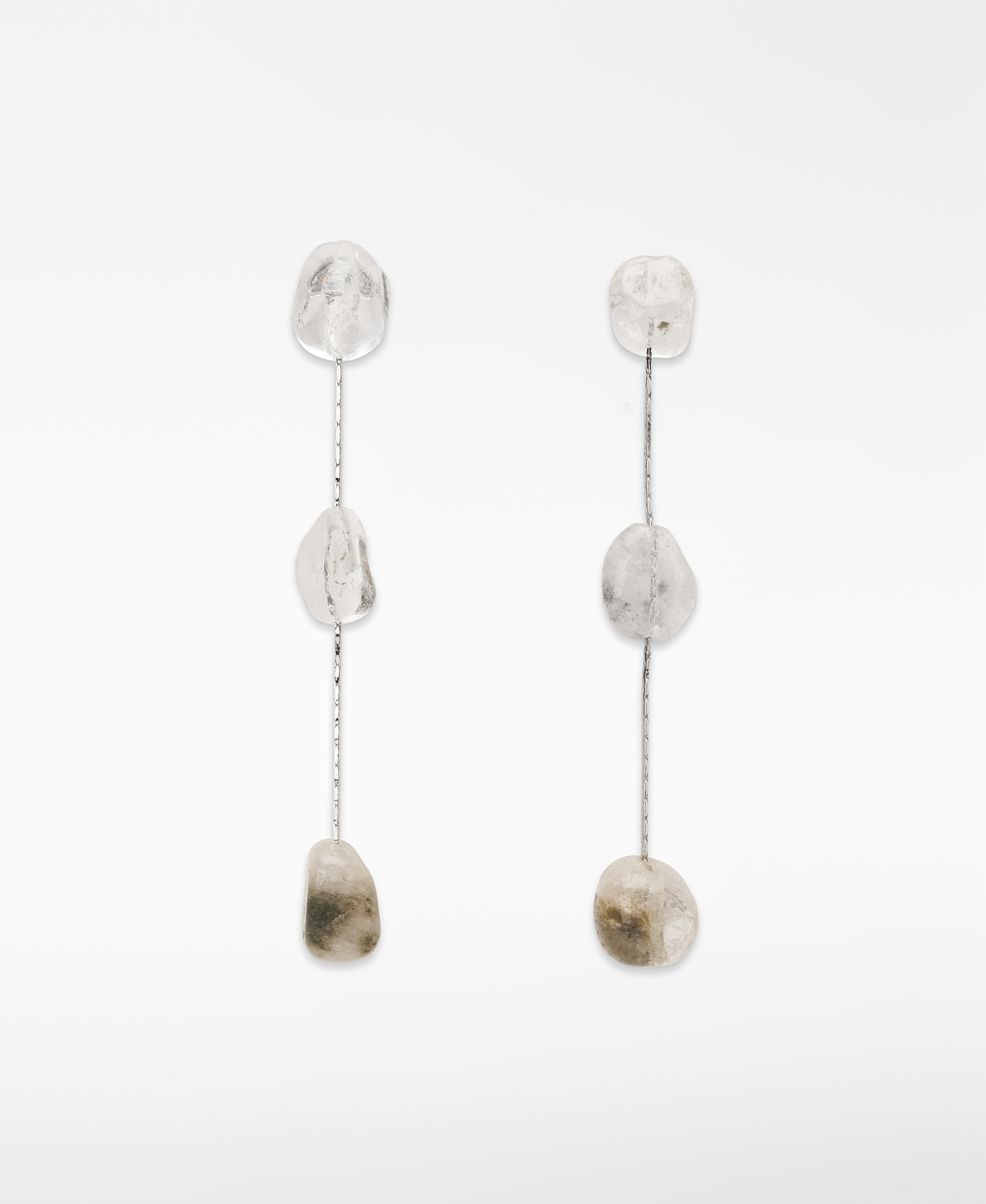 Pendientes cadena fina piedras image number 0