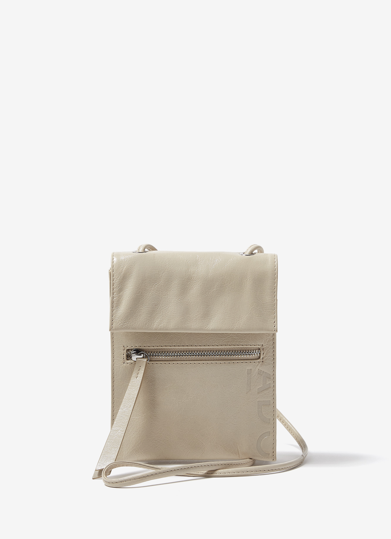 Glossy leather small flat crossbody bag image number 0
