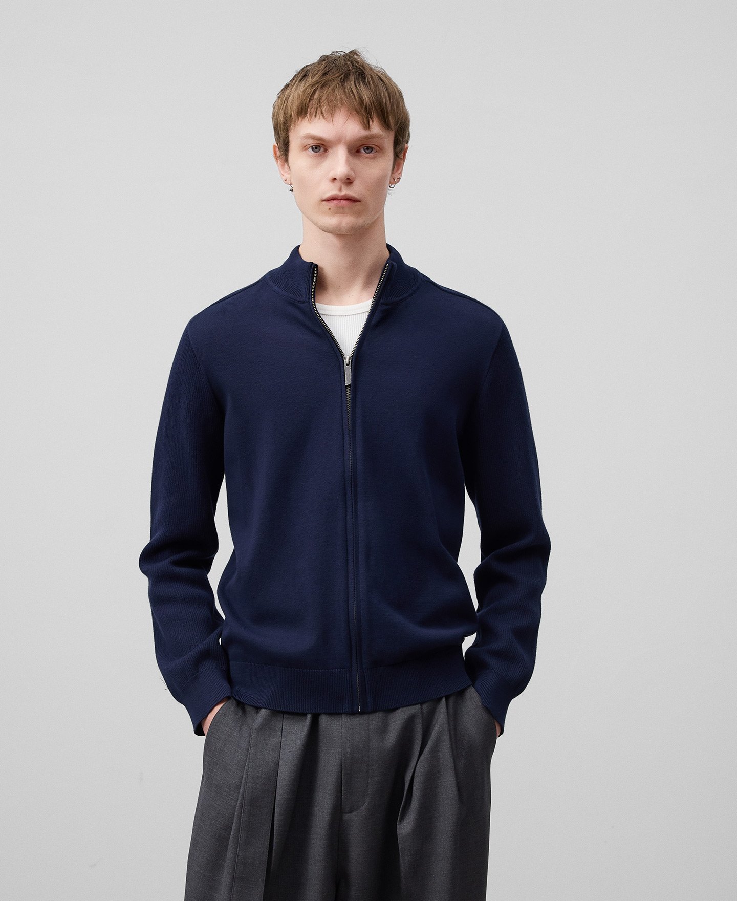 Organic cotton knit cardigan man image number 0