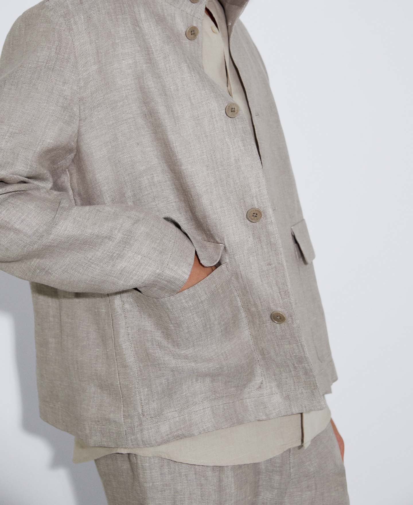 Mao collar jacket in linen image number 3