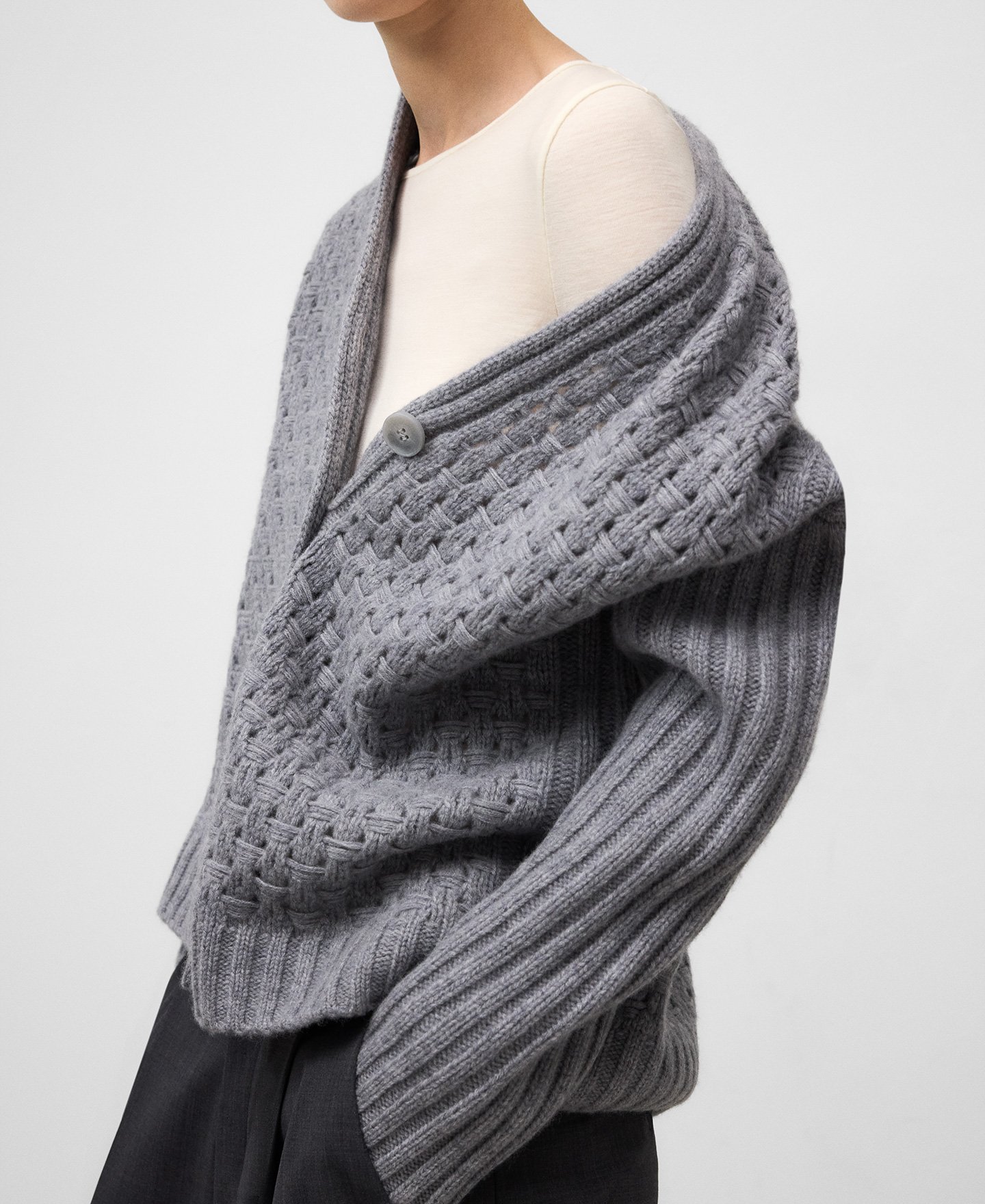 Wool openwork knit cardigan woman image number 4