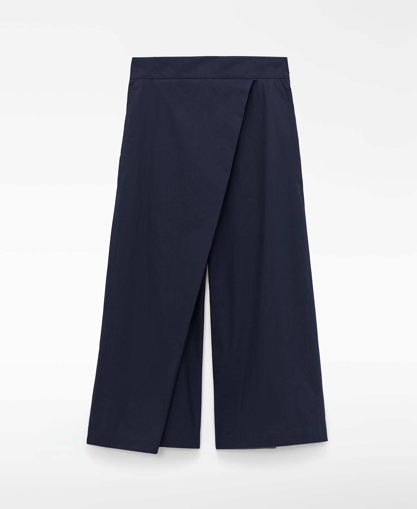 Poplin wrap-front culotte trousers image number 4
