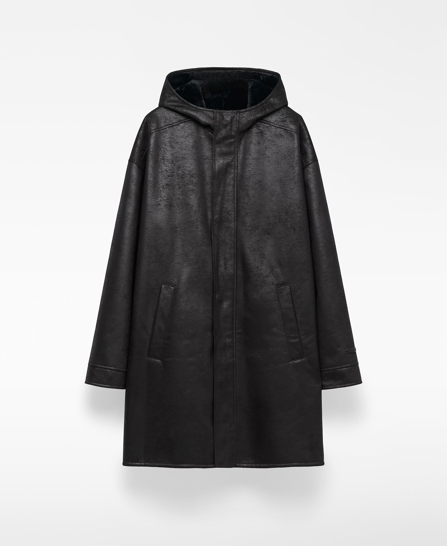 Leather-Non-Leather coat with hood man image number 6