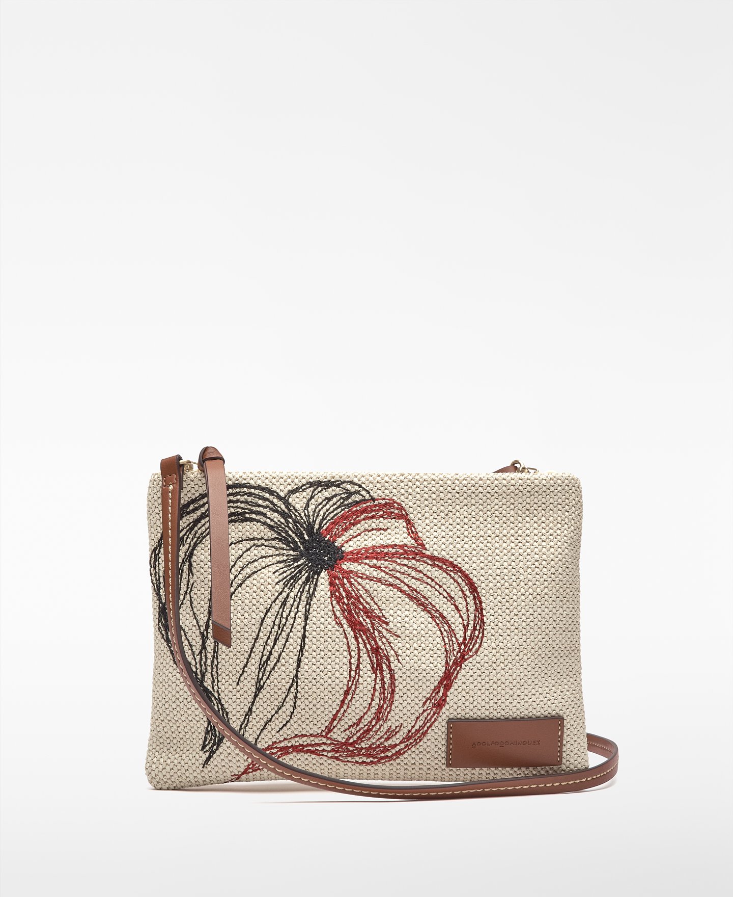 Clutch mit Raffia-Struktur und Stickerei image number 0