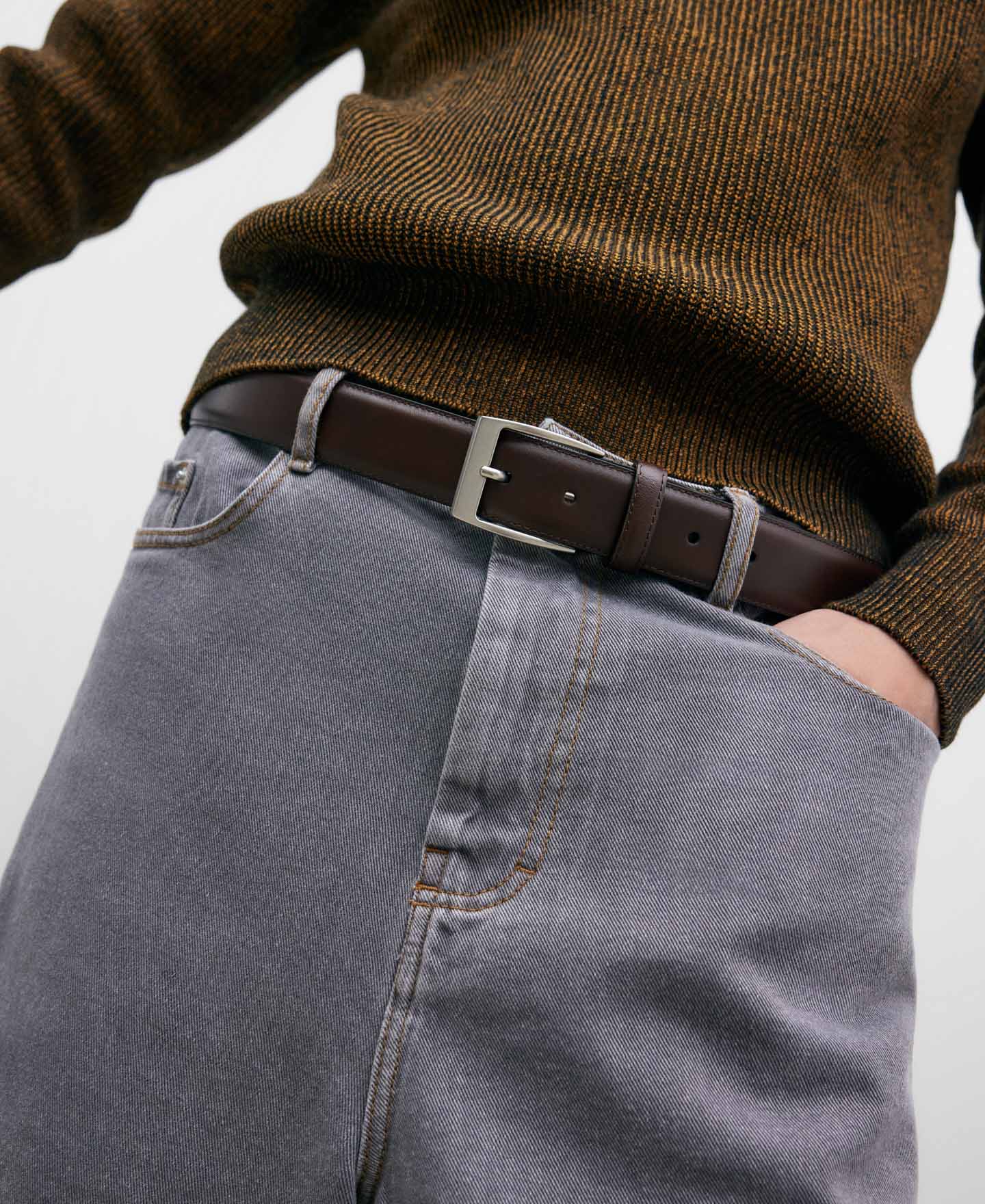 Responsible leather two-tone belt image number 3