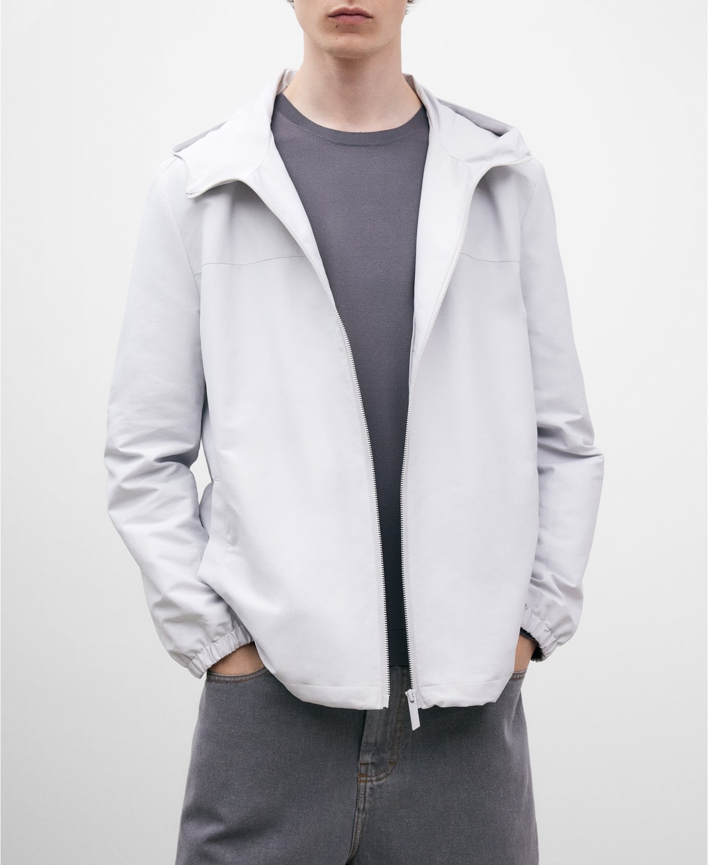 Cotton and nylon hooded jacket image number 0
