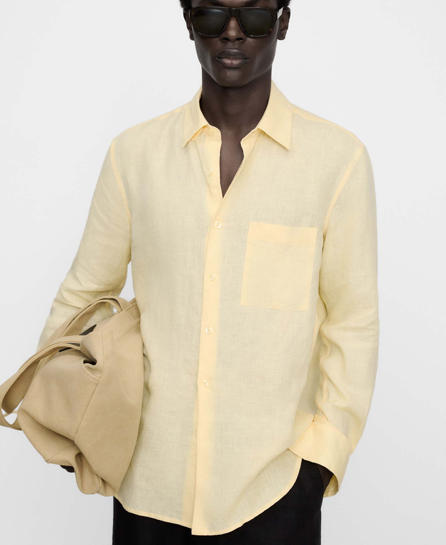 Linen regular fit spread collar shirt image number 0