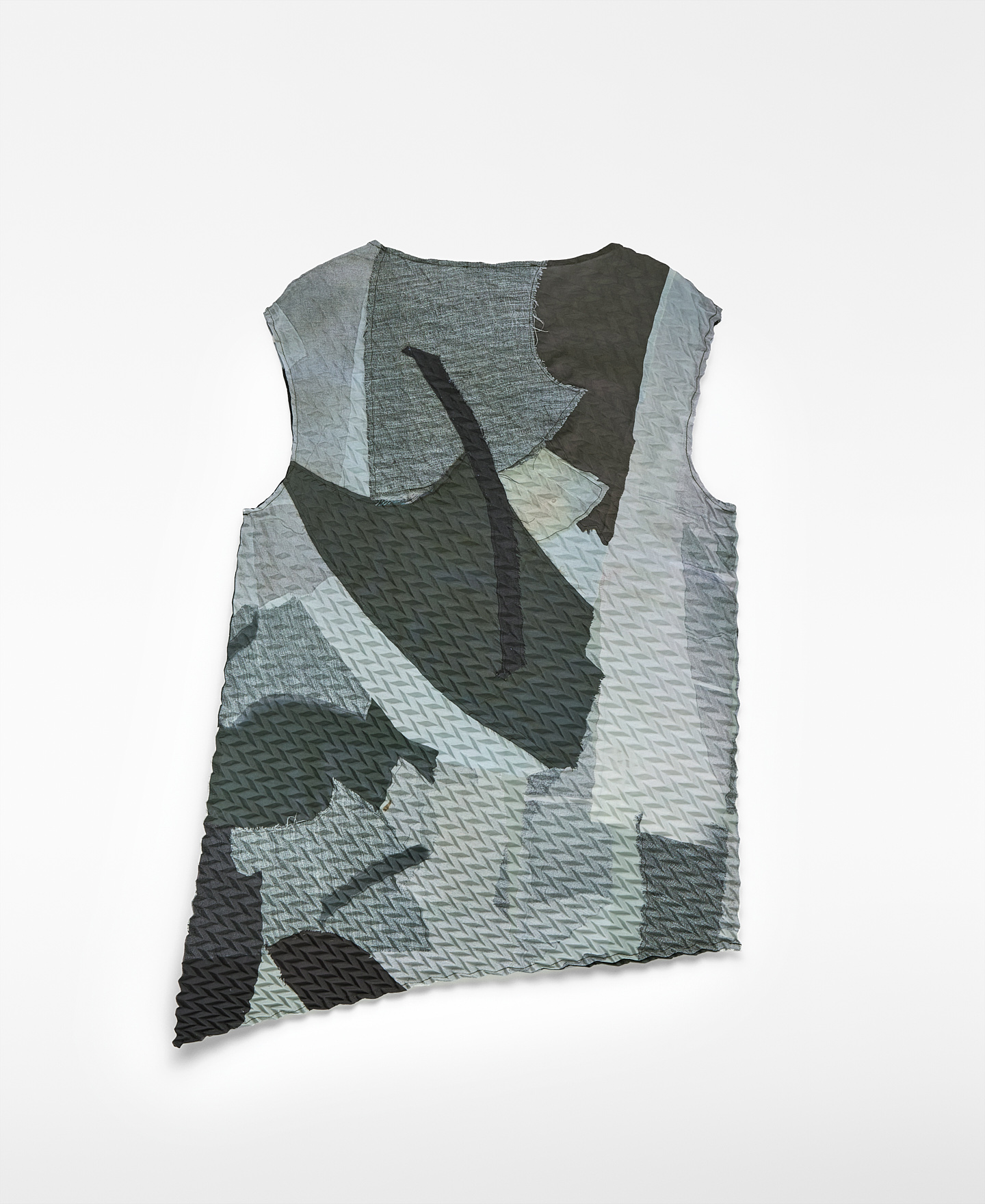 Asymmetrical printed crinkle top woman image number 5
