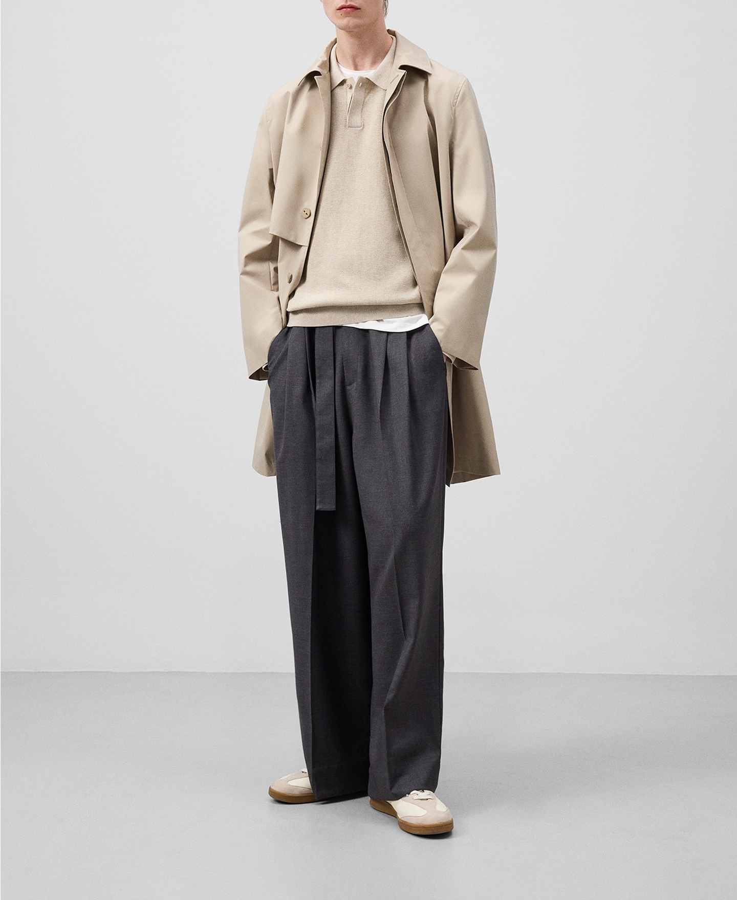 Concealed button-down trench coat man image number 1