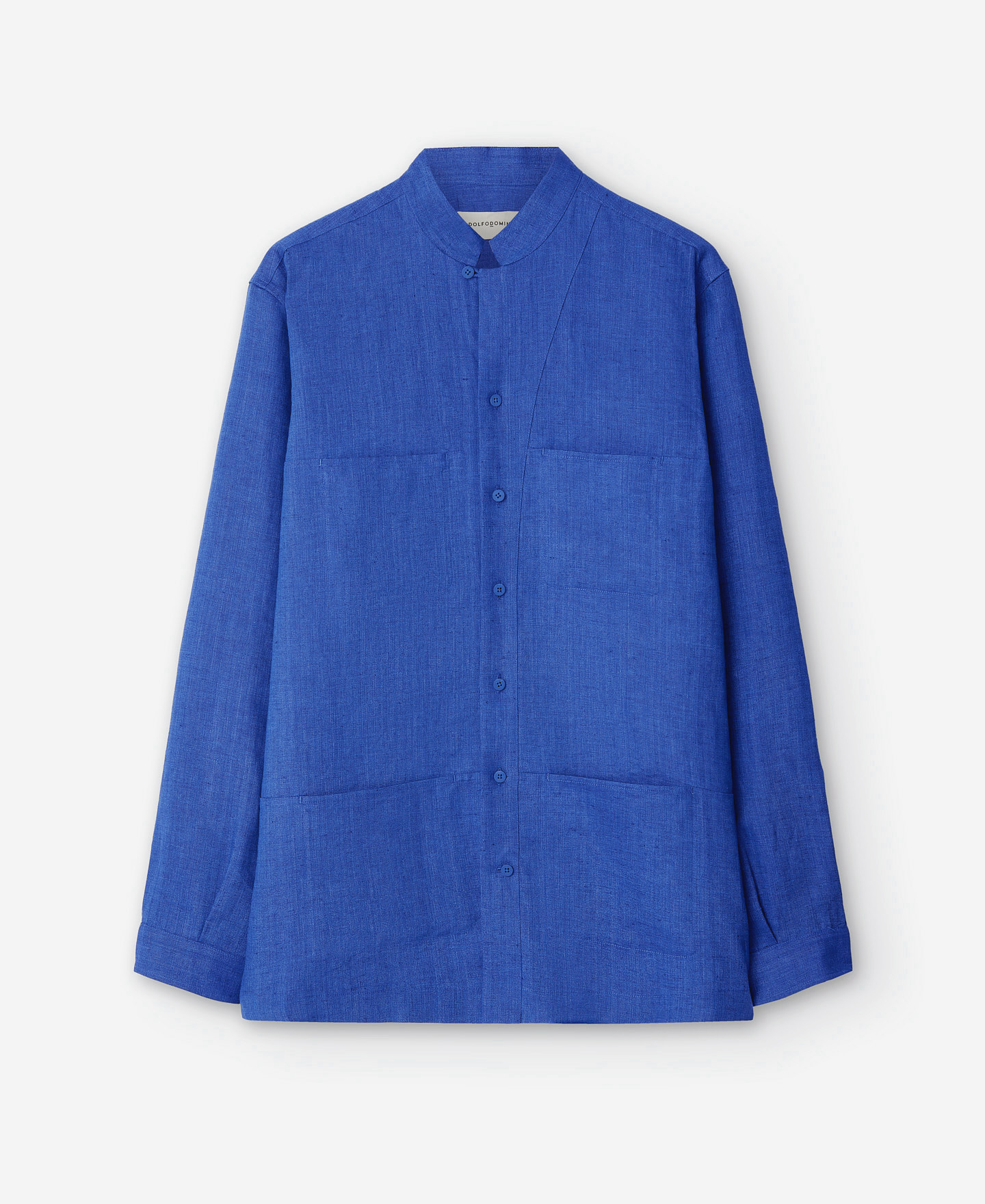 Linen imperial collar overshirt image number 4