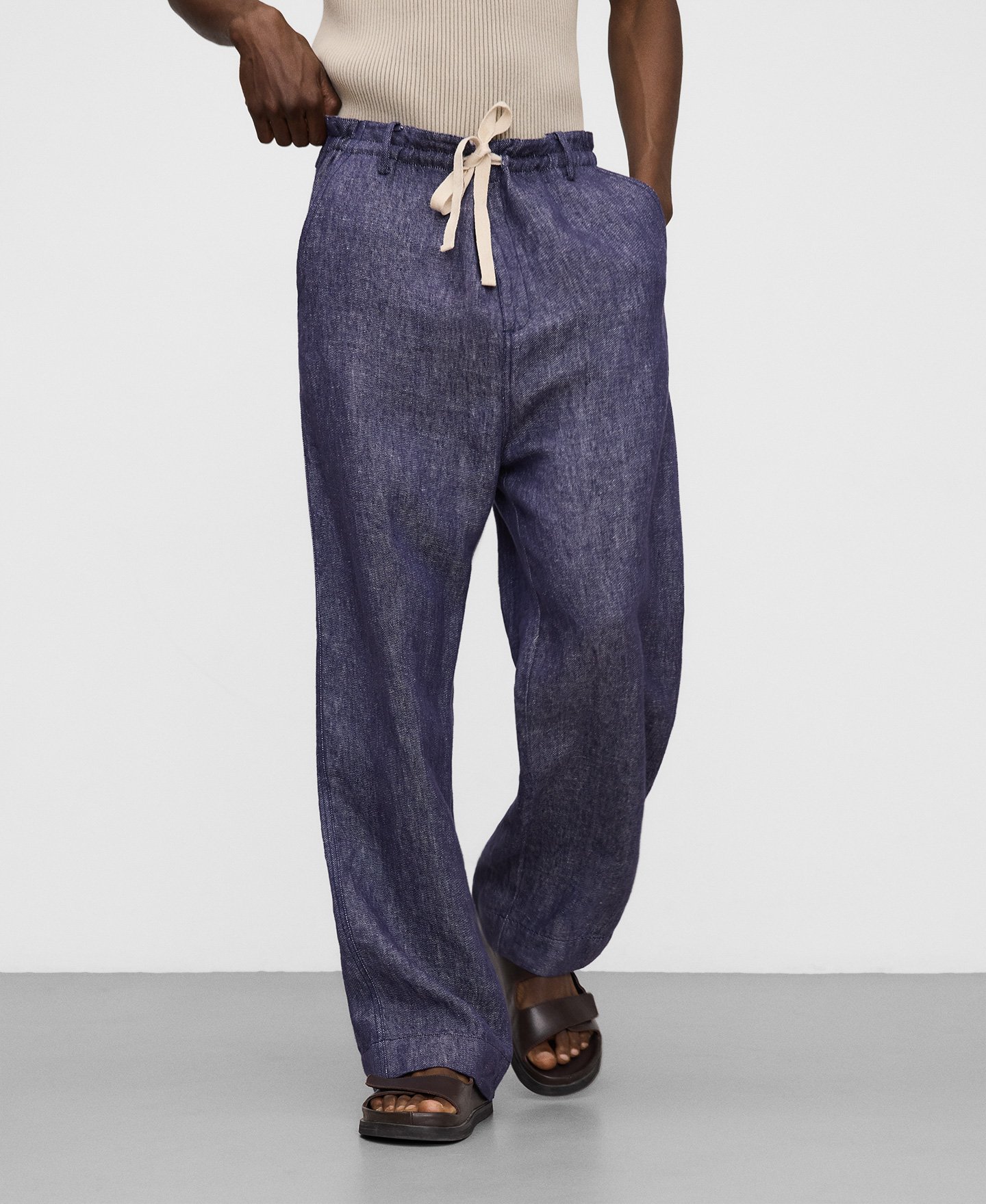 Pantal&oacute;n relaxed fit cord&oacute;n lino europeo image number 0