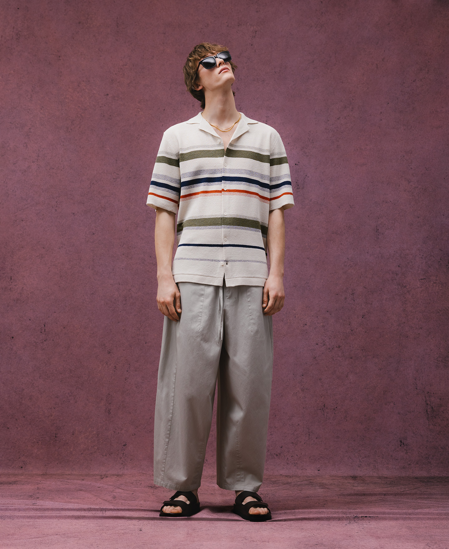 Polo rayas con botones hombre image number 1