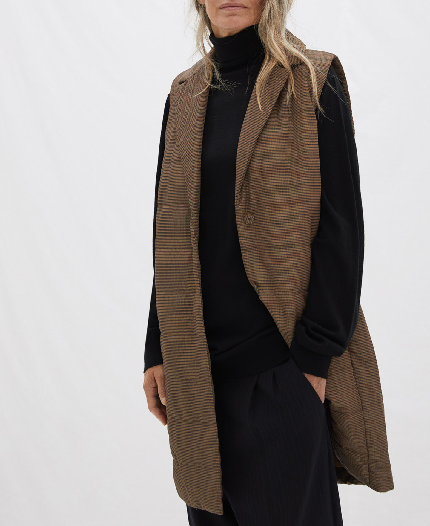 Chaleco acolchado estampado tweed image number 0