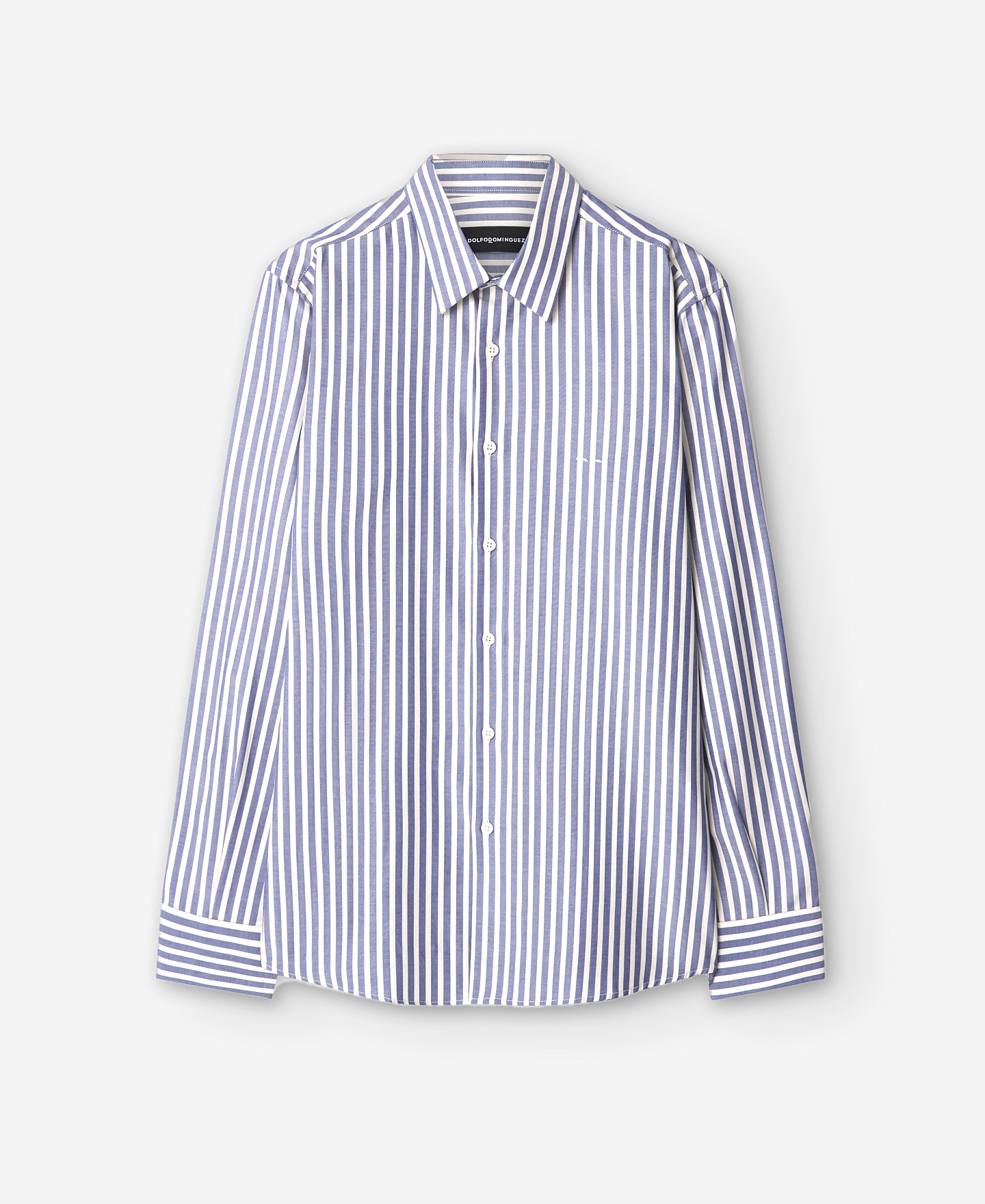 Camisa azul rayas algodón hombre image number 4