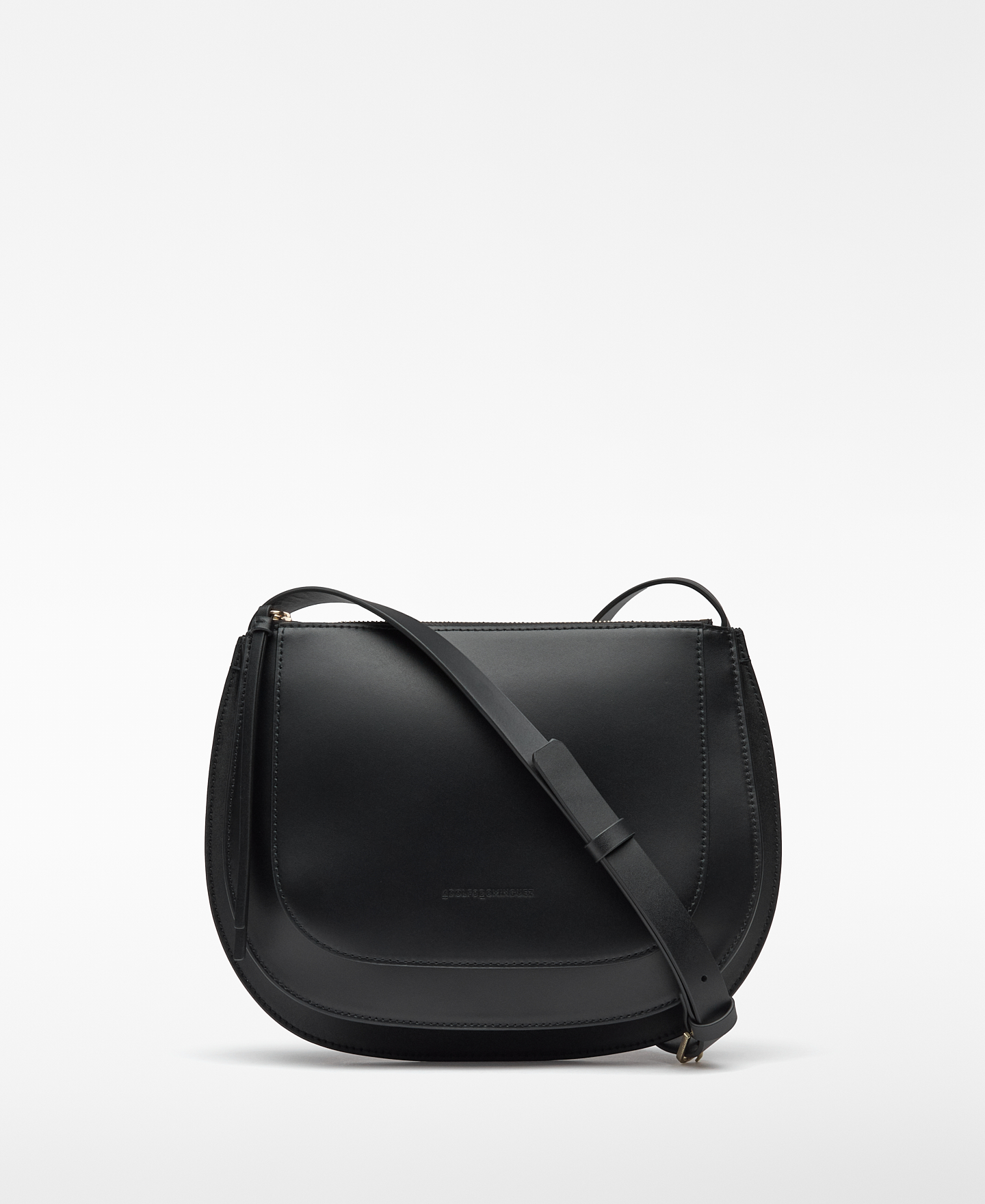 Black leather crossbody woman image number 6