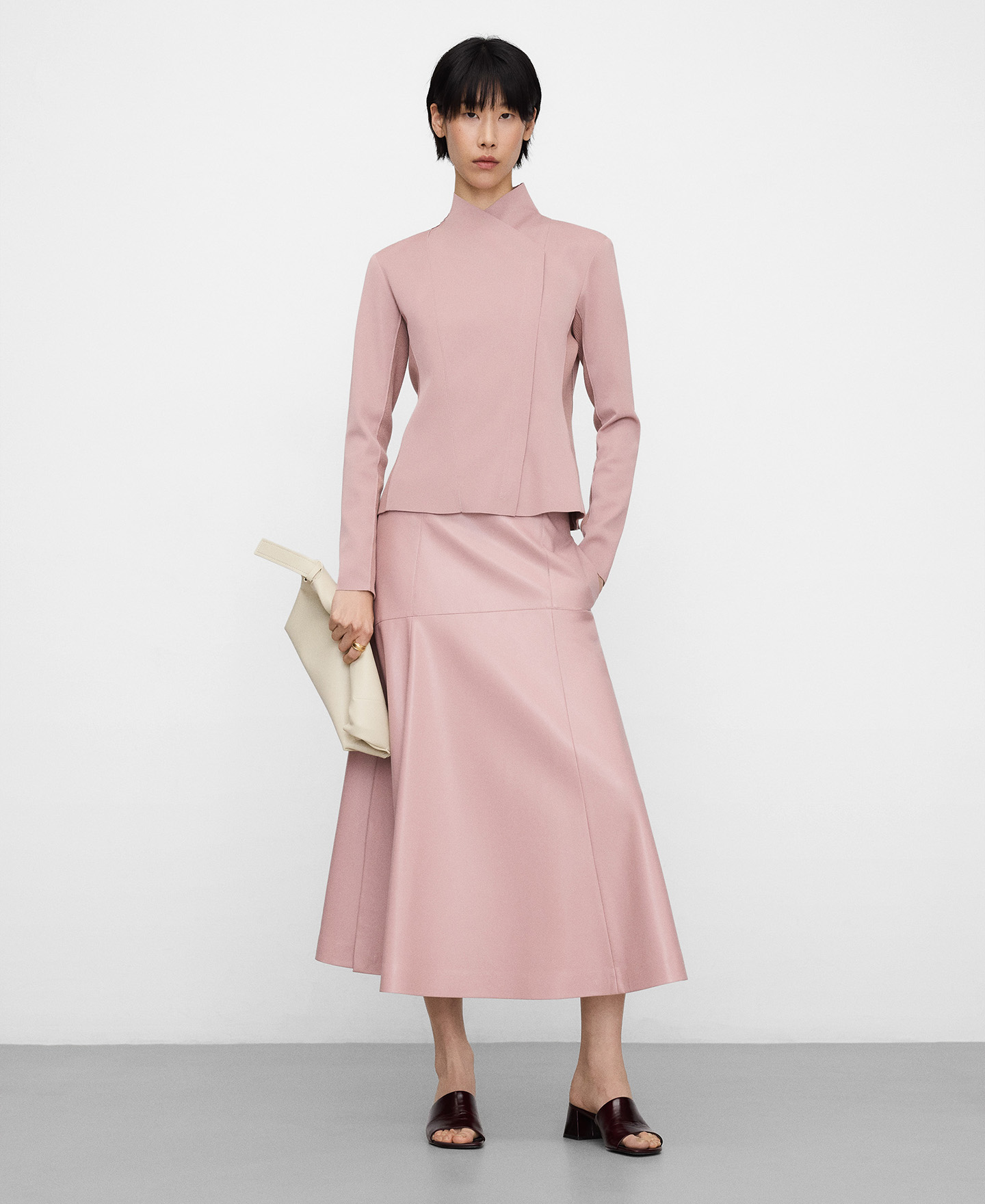 Leather-Non-Leather A-line skirt image number 1