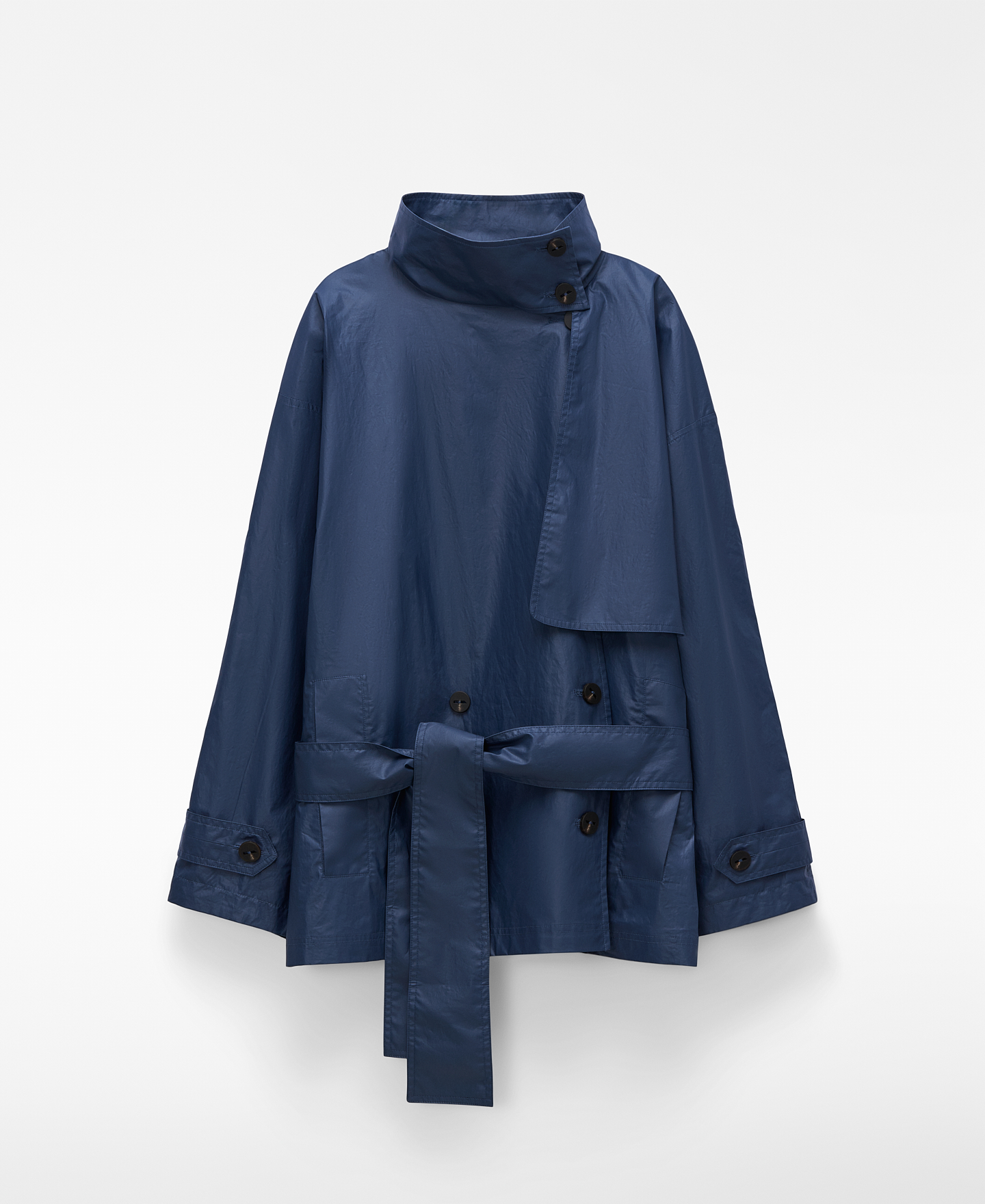 Funnel neck short trench coat image number 6