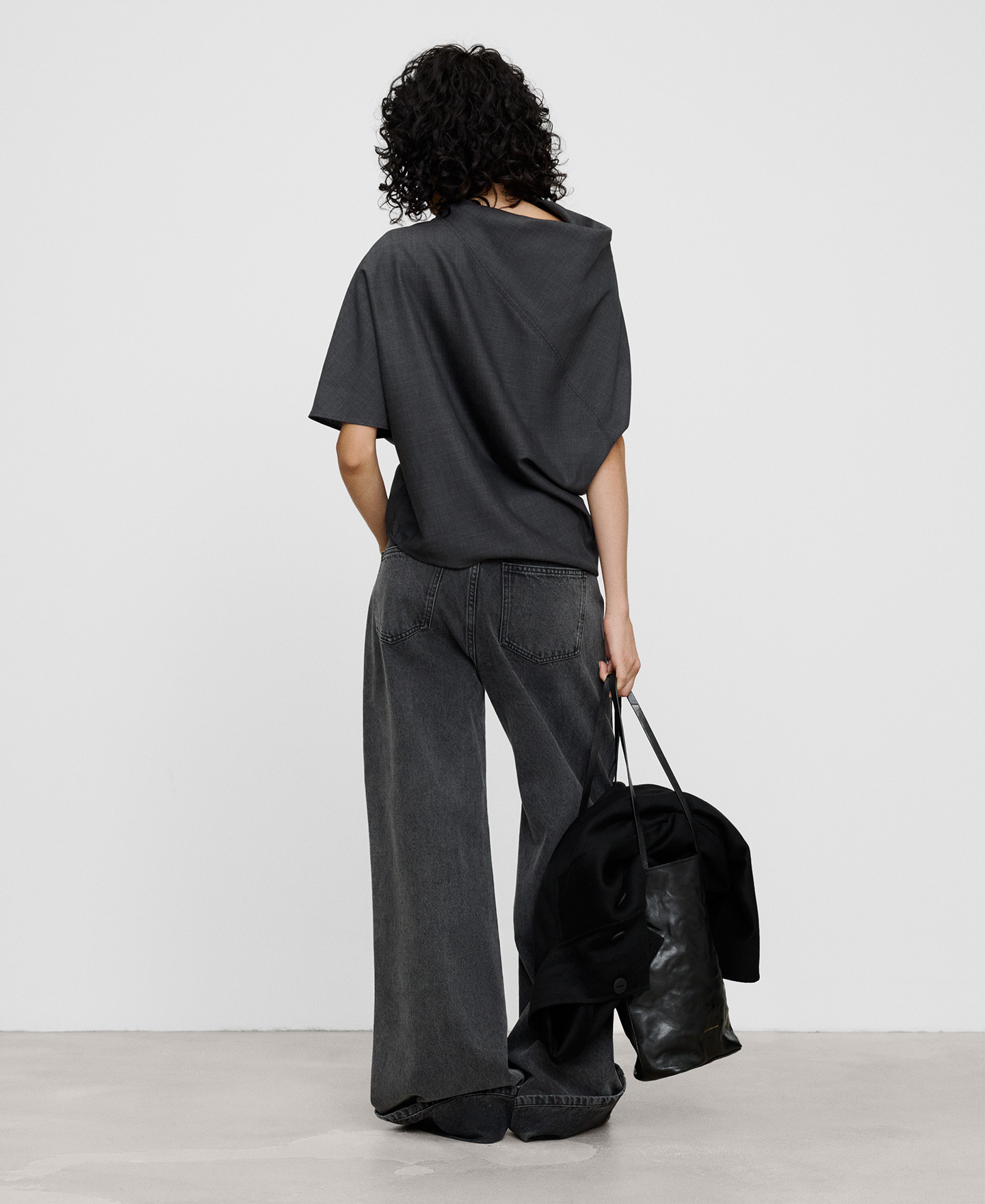 Draped neck asymmetric top image number 2