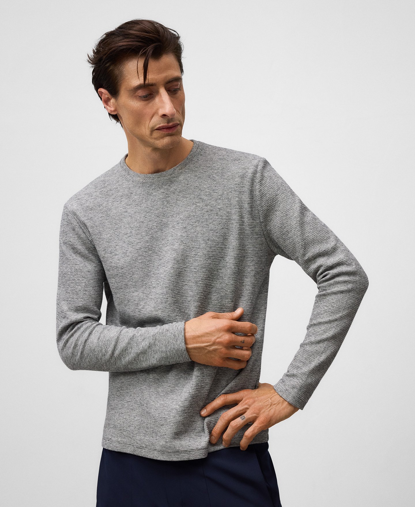 Cotton micro-texture T-shirt man image number 0