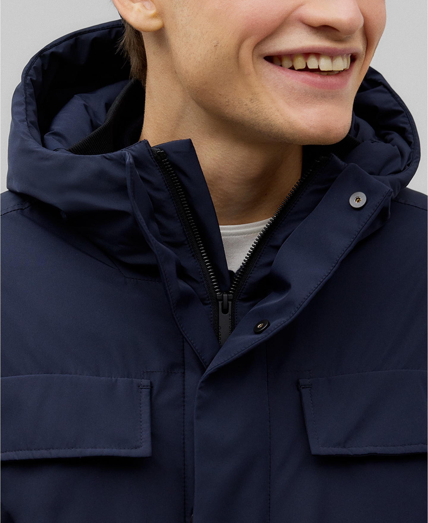 Navy blue padded parka man image number 3