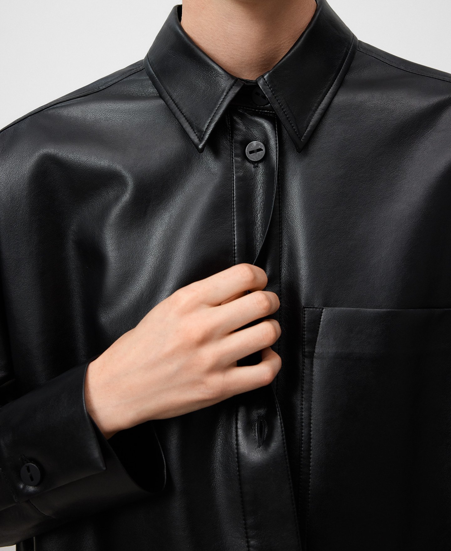Leather-Non-Leather overshirt woman image number 3
