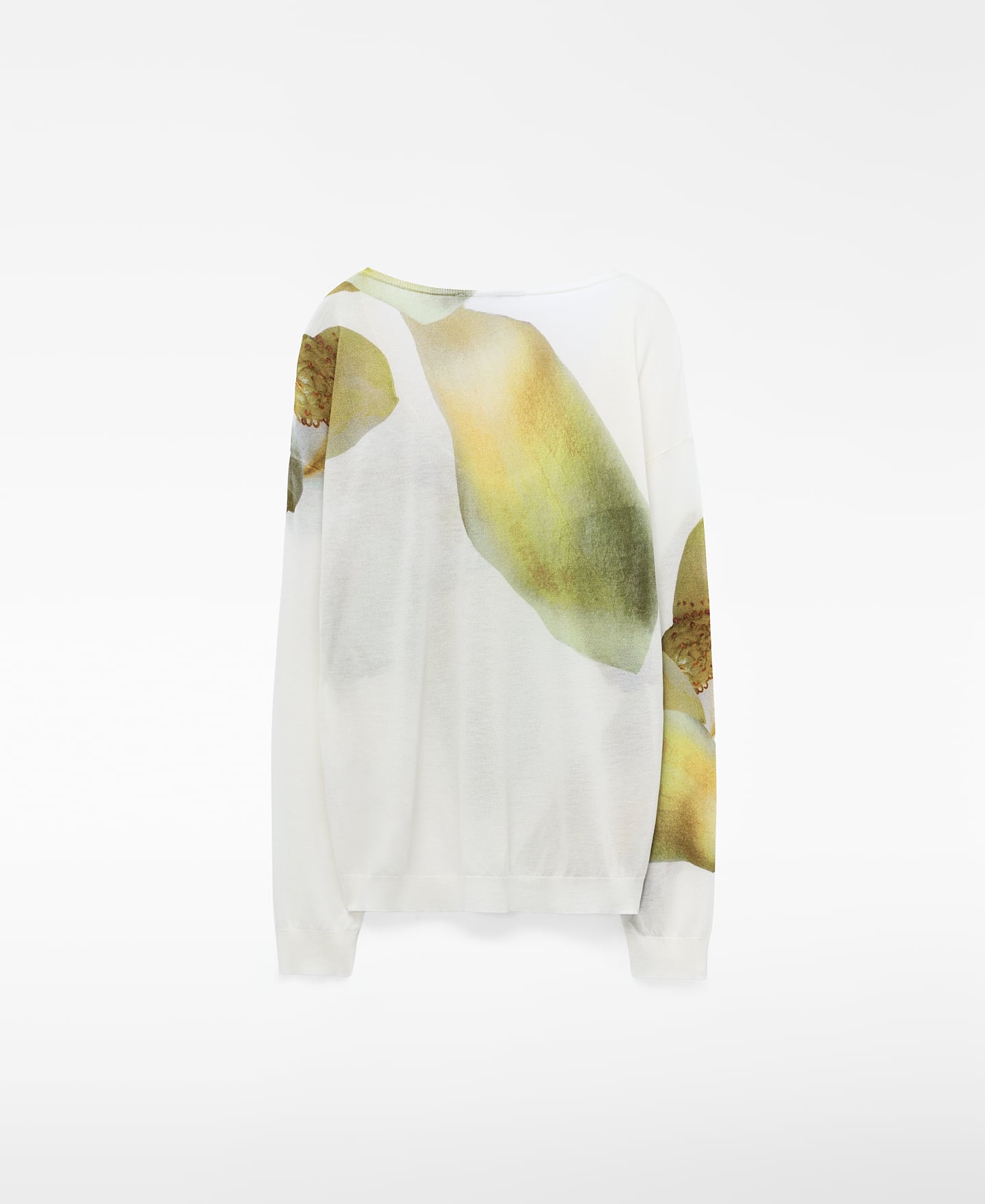 Printed V-neck fine knit sweater image number 5