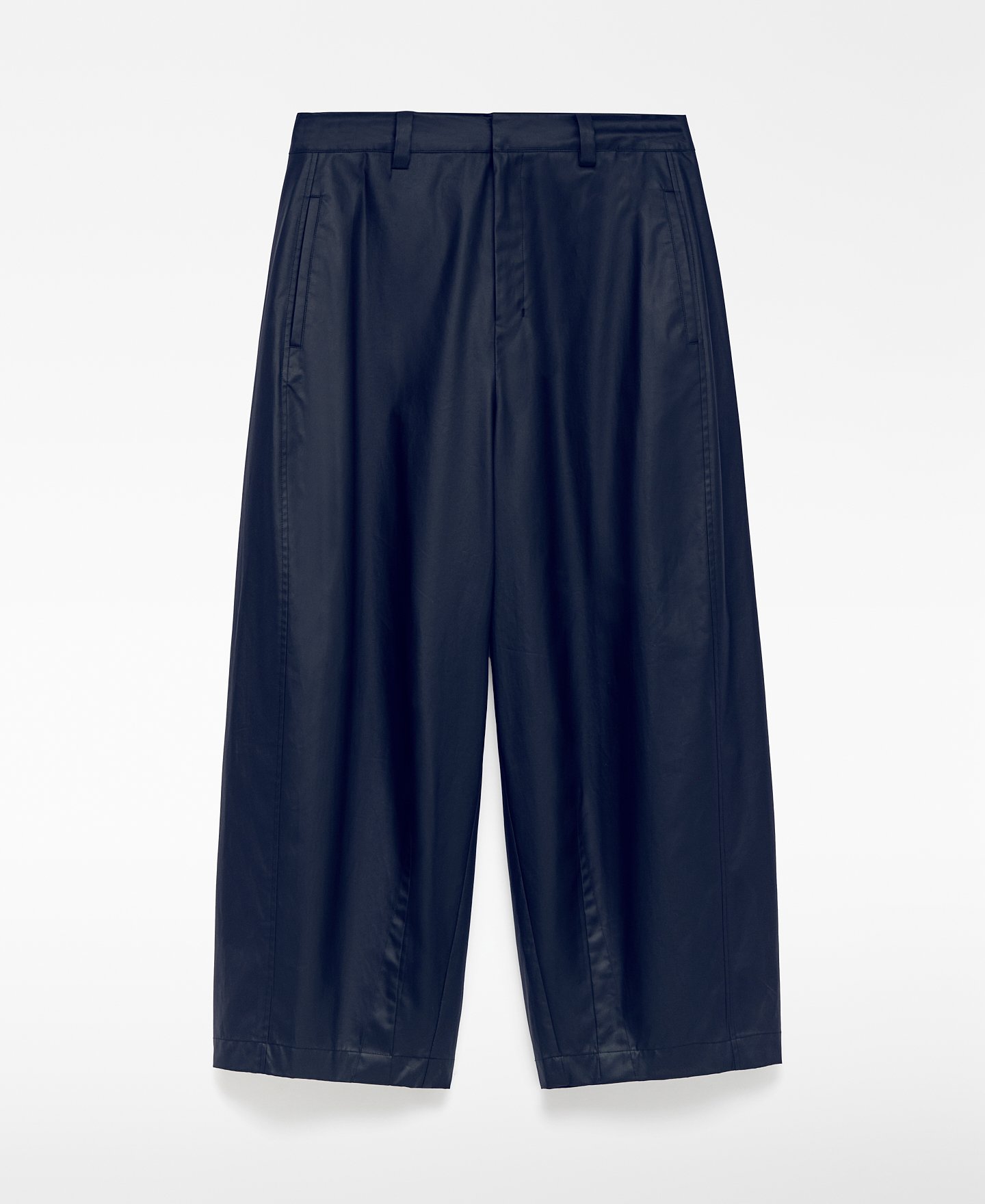 Navy blue barrel fit trousers man image number 4